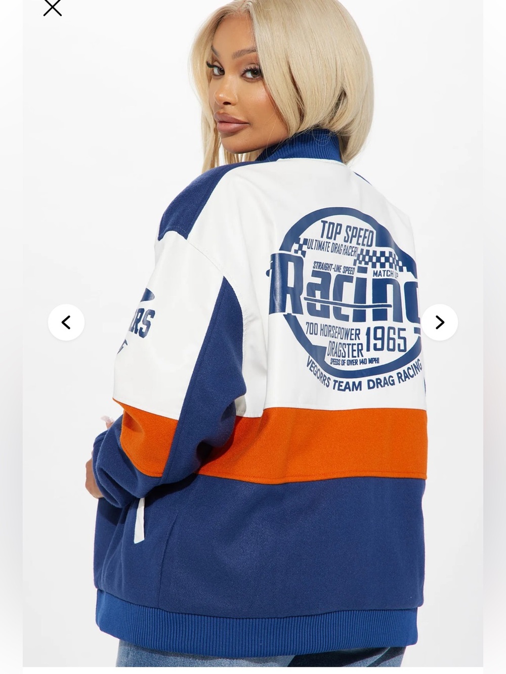 Fashion Nova Over The Speed Limit Oversized Bomber Varsity Jacket Size Small - Picture 4 of 16